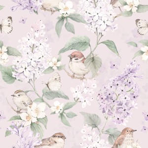 DEKORILLO - TAPETA DZIECIĘCA MAJOWE PTAKI RÓŻOWA