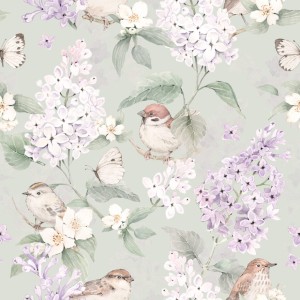 DEKORILLO - TAPETA DZIECIĘCA MAJOWE PTAKI ZIELONA