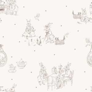 DEKORILLO - TAPETA DZIECIĘCA VINTAGE RABBIT FAMILY