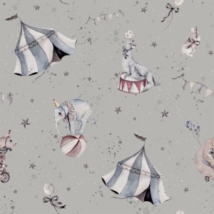 DEKORILLO - TAPETA DZIECIĘCA WOLNY CYRK SZARY