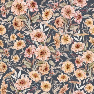 DEKORILLO - TAPETA DLA DZIEWCZYNKI KWIATY - JESIENNY OGRÓD GRANAT