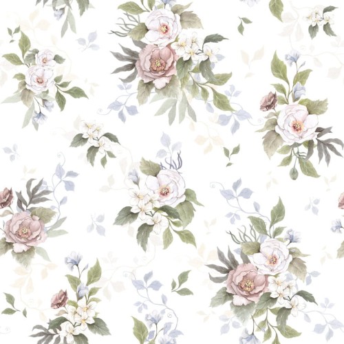 biala tapeta w peonie