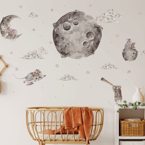 zestaw naklejek kosmiczne myszki