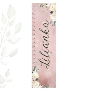 DEKORILLO - NAKLEJKA PERSONALIZOWANA MIARKA WZROSTU RÓŻANA POLANA