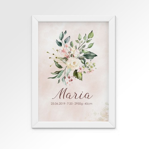 plakat metryczka dla dziewczynki