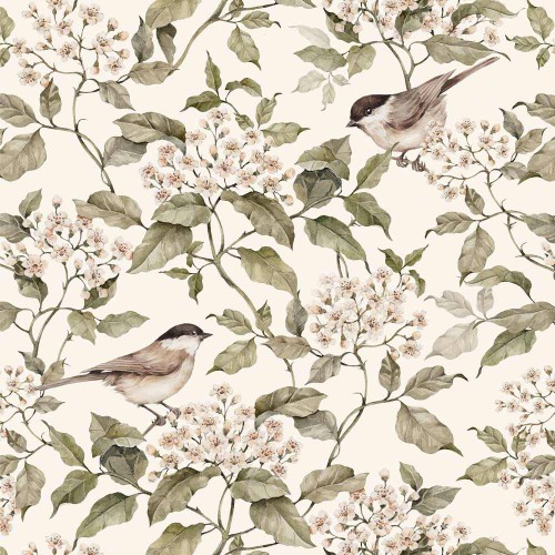 tapeta birds and beige spring