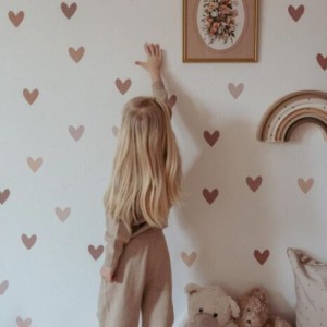 DEKORNIK - ZESTAW NAKLEJEK NA ŚCIANĘ SIMPLY HEARTS CAPPUCCINO PINK