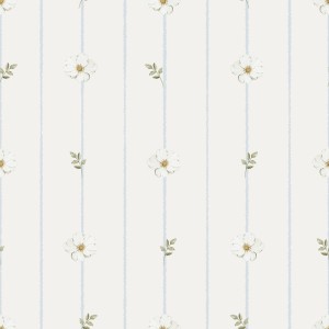 DEKORILLO - TAPETA ANGIELSKI OGRÓD BŁĘKITNE PASKI