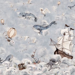 DEKORILLO - TAPETA DZIECIĘCA MURAL PODNIEBNY OCEAN NIEBIESKI