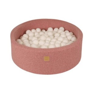 MEOW BABY - SUCHY BASEN Z PIŁECZKAMI OKRĄGŁY BOUCLE RÓŻOWY