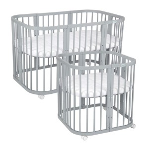 WALDIN - ŁÓŻECZKO 7w1 Z MATERACEM SZARE