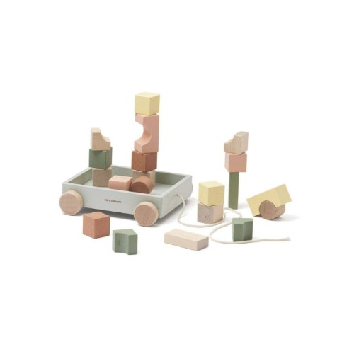 wozek drewniany z klockami