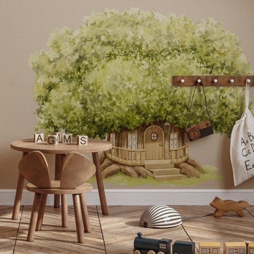 naklejka domek drzewo