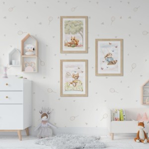 YOKO DESIGN - ZESTAW 3 PLAKATY ZWIERZĘTA LEŚNE - KRÓLIK/ LIS/  WIEWIÓRKA