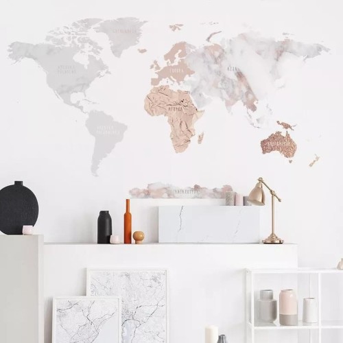 naklejka na ścianę mapa świata