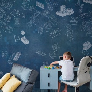 MALUMI - TAPETA DLA DZIECKA Z KLOCKAMI BLUE BLOCKS 