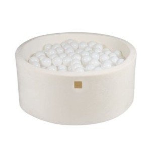 MEOW BABY - SUCHY BASEN Z PIŁECZKAMI OKRĄGŁY SUPERSOFT VELVET BIAŁY