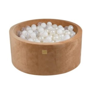 MEOW BABY - SUCHY BASEN Z PIŁECZKAMI OKRĄGŁY SUPERSOFT VELVET KARMELOWY