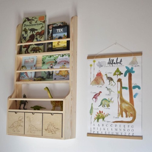 półka do pokoju z motywem dinozaurów