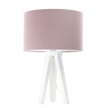 różowa lampka stojąca trójnóg