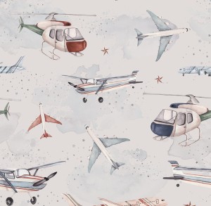 DEKORILLO - TAPETA DLA CHŁOPCA SAMOLOTY I HELIKOPTERY