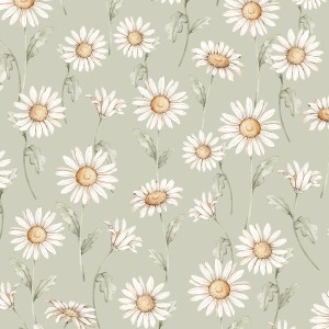 DEKORILLO - TAPETA DLA DZIEWCZYNKI STOKROTKI SUNNY DAISY ZIELONA