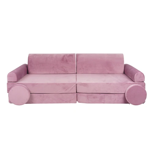 Sofa Dziecięca Premium Welurowa Różowa - Meow Baby