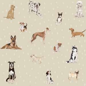 DEKORNIK - TAPETA DOGS BEIGE WITH DOTS