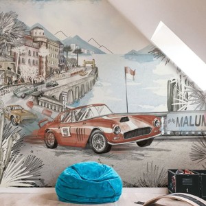 MALUMI - TAPETA DLA CHŁOPCA WYŚCIGÓWKI MONACO RACING CLOUDY BLUE