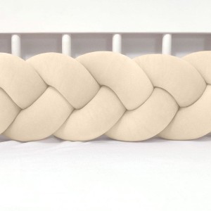 SUPEŁKOWE LOVE - OCHRANIACZ DO ŁÓŻECZKA WARKOCZ 3 PASMOWY WELUROWY ŚMIETANKOWY