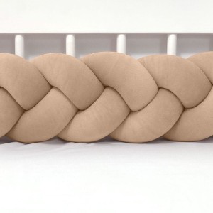 SUPEŁKOWE LOVE - OCHRANIACZ DO ŁÓŻECZKA WARKOCZ 3 PASMOWY WELUROWY KARMEL