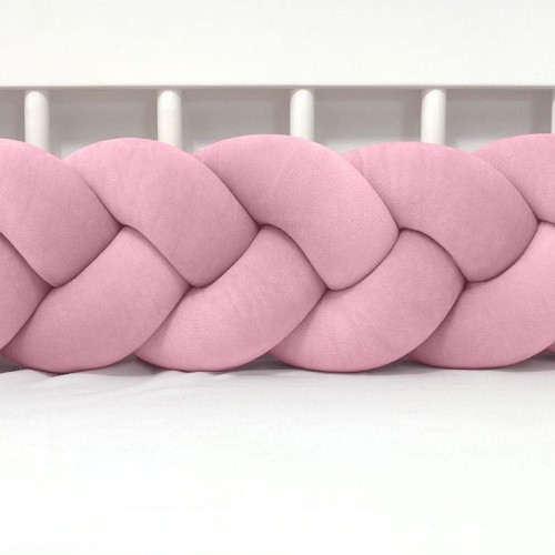 welurowy warkocz do łóżeczka brudny róż