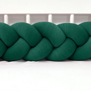 SUPEŁKOWE LOVE - OCHRANIACZ DO ŁÓŻECZKA WARKOCZ 3 PASMOWY WELUROWY BUTELKOWY