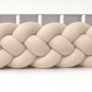 SUPEŁKOWE LOVE - OCHRANIACZ DO ŁÓŻECZKA WARKOCZ 4 PASMOWY WELUROWY BEŻOWY