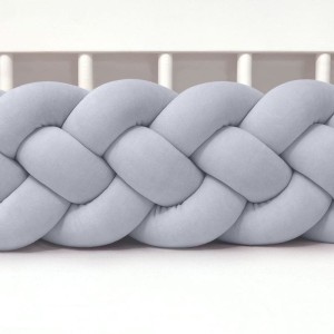 SUPEŁKOWE LOVE - OCHRANIACZ DO ŁÓŻECZKA WARKOCZ 4 PASMOWY WELUROWY SZARY