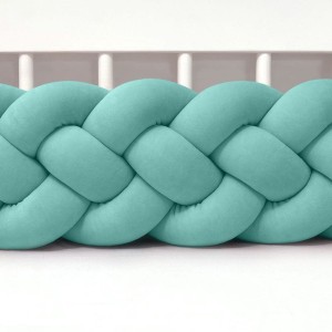 SUPEŁKOWE LOVE - OCHRANIACZ DO ŁÓŻECZKA WARKOCZ 4 PASMOWY WELUROWY BRUDNA MIĘTA