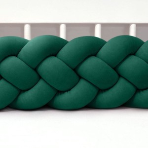 SUPEŁKOWE LOVE - OCHRANIACZ DO ŁÓŻECZKA WARKOCZ 4 PASMOWY WELUROWY BUTELKOWY