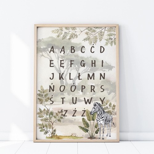 plakat alfabet safari