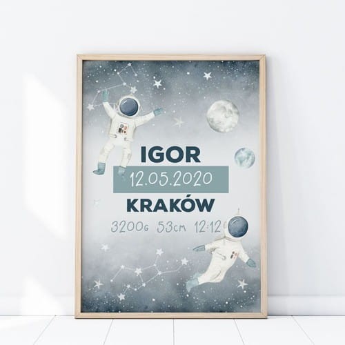 plakat metryczyka kosmos