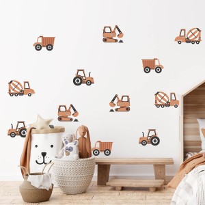 PASTELOWE LOVE - ZESTAW NAKLEJEK POJAZDY BUDOWLANE BOHO