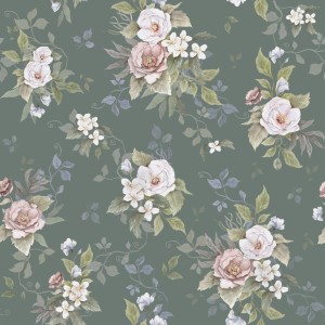 DEKORILLO ROMANTYCZNE PEONIE ZIELONA - PRÓBKA TAPETY