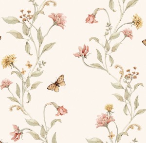 DEKORILLO - TAPETA DZIECIĘCA W KWIATY FLOWER STORY BEŻOWA