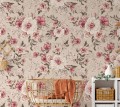 TAPETA WHITE AND PINK FLOWERS KREM