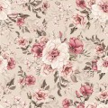 TAPETA WHITE AND PINK FLOWERS KREM