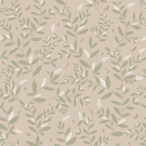 DEKORNIK - TAPETA DELICATE TWIGS WITH GREEN AND BEIGE