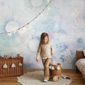 MALUMI - TAPETA DLA DZIEWCZYNKI DMUCHAWCE DANDELIONS PURPLE