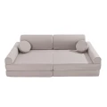 Sofa Dziecięca Premium Welurowa Jasnoszara - Meow Baby