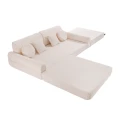 Biała sofa dziecięca Meow Baby Premium ze sztruksową tapicerką