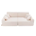 Sztruksowa Sofa Dziecięca Premium Biała - Meow Baby
