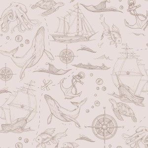 DEKORILLO - TAPETA DZIECIĘCA MORSKA MONO BEŻOWA